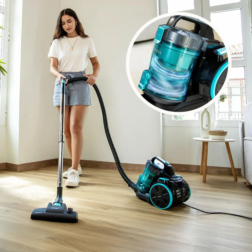 Cecotec Conga Rockstar Cyclonic XL bezworkowy odkurzacz do sań 890 W, zbiornik o dużej pojemności 2,5 l, filtr o wysokiej wydajności, regulowana metalowa rura teleskopowa oraz akcesoria meblowe i