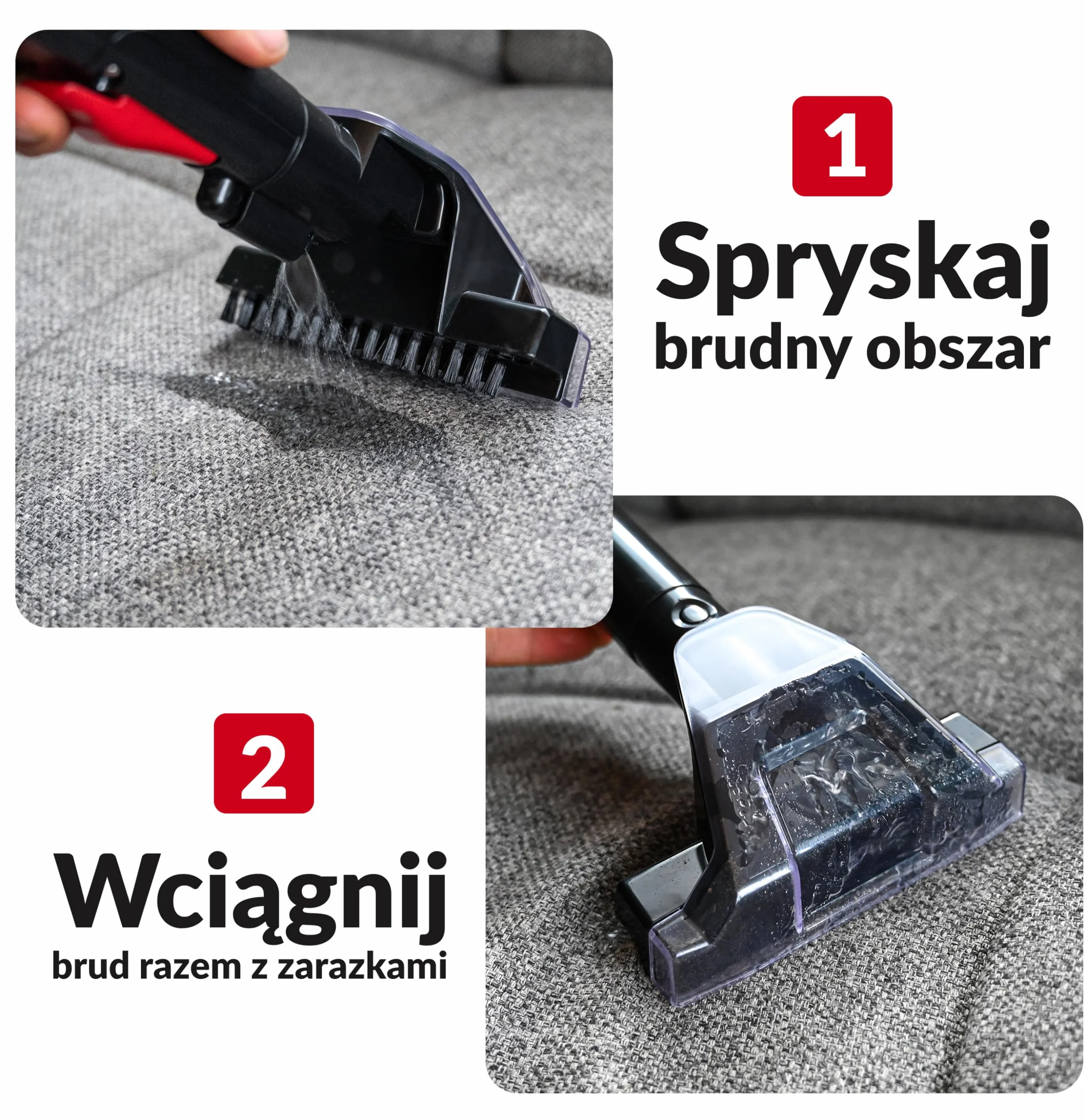 LEHMANN EasyWash Clean – odkurzacz piorący do prania tapicerki, 750 W, czyszczenie mokro i sucho, system 2 zbiorników, idealny do sof i foteli i dywanów