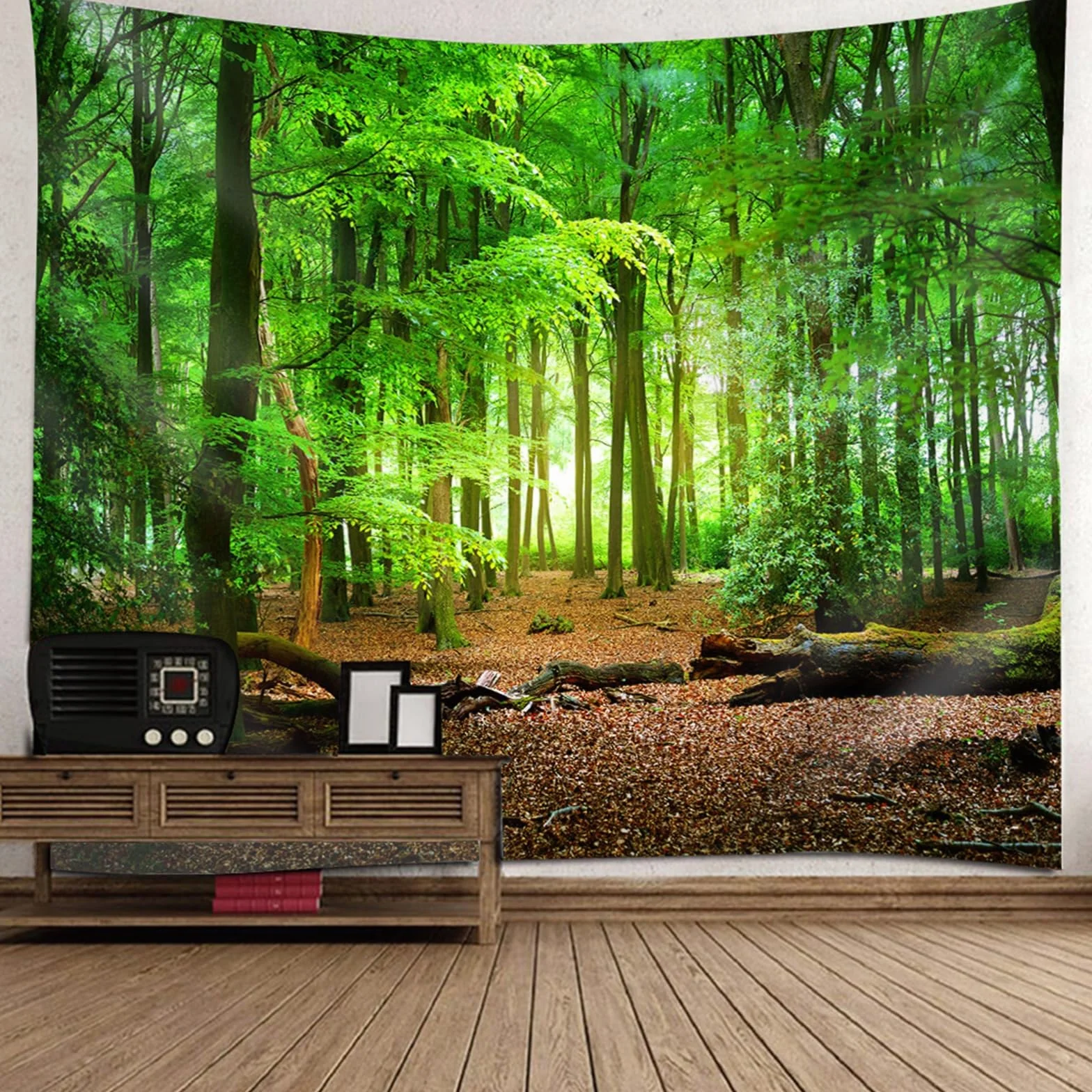 Lieson Dywan ścienny 240 x 220 cm gobelin dekoracja ścienna las natura zielony brązowy