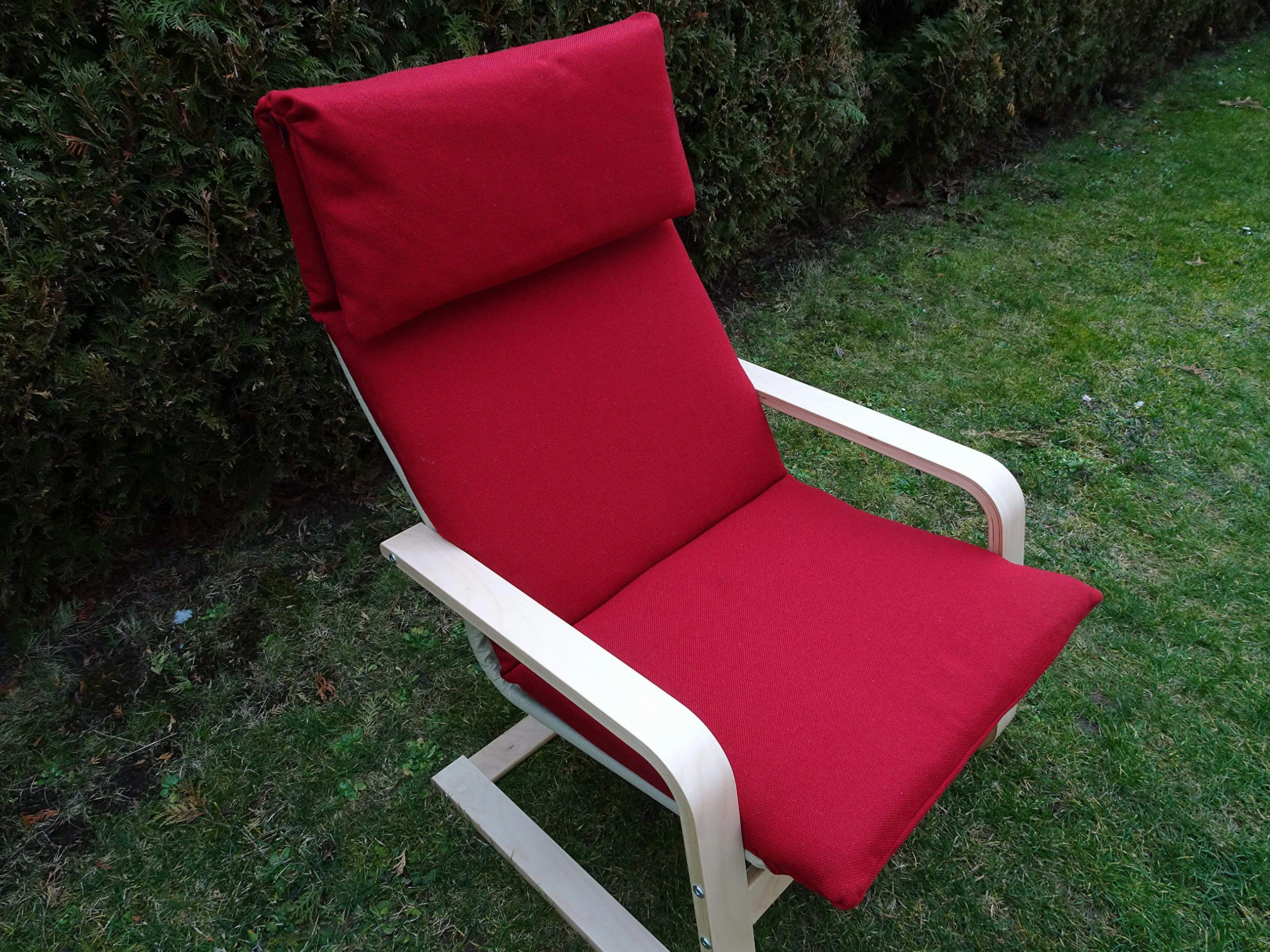 Poduszka na bujane krzesło typu Pello lub Poang IKEA. Wykonana z wysokiej jakości materiału tapicerskiego. Siedzisko 57 x 50 oparcie 57 x 70, 8 cm grubości (czerwony-2)