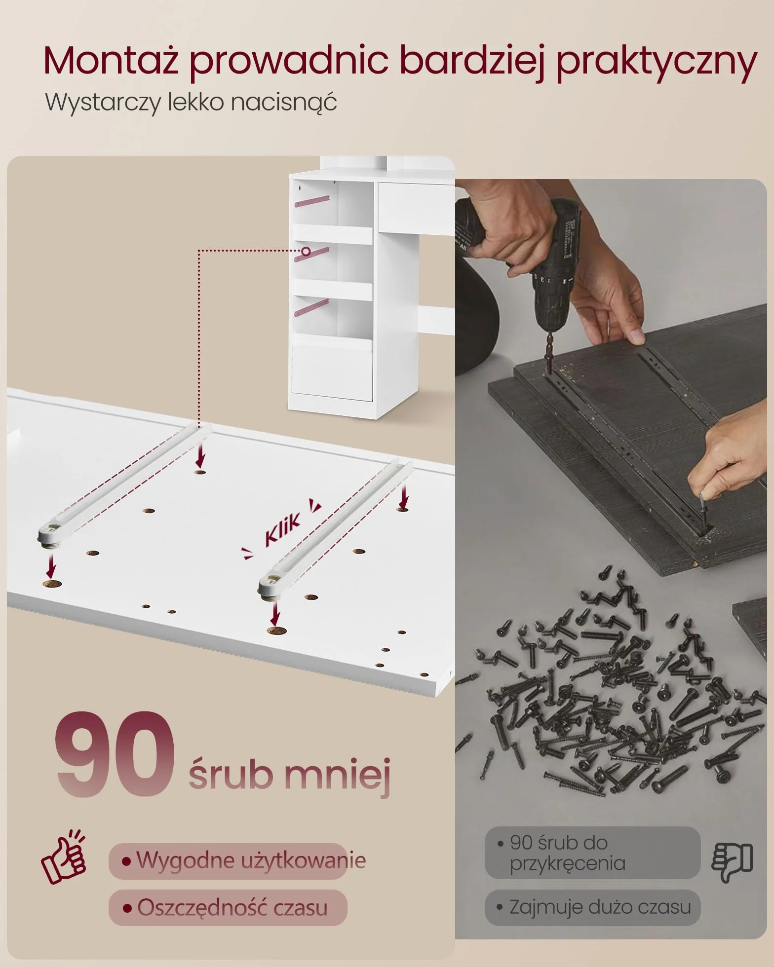 VASAGLE Kailyn Collection toaletka z lustrem LED, listwa zasilająca, 9 szuflad, lupa 10x, 3-kolorowe oświetlenie, montaż bez narzędzi, biała chmura RDT137W01