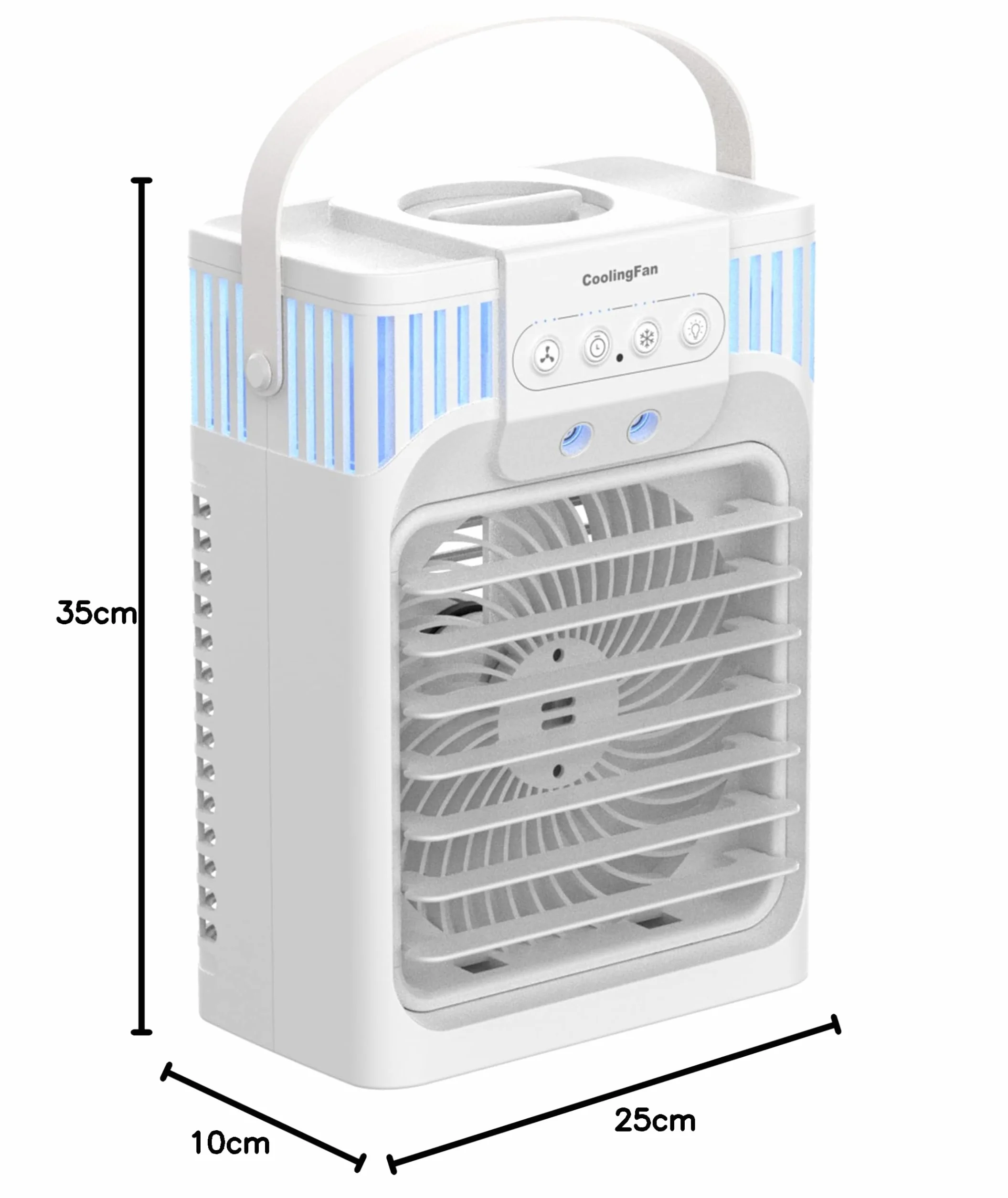 Przenośny klimatyzer 4 w 1, mini klimator, osobisty, mobilny, kompaktowy, ewaporacyjny, nawilżacz powietrza, 3 prędkości nawiewu, wentylator biurkowy, do akademika, biura, na zewnątrz