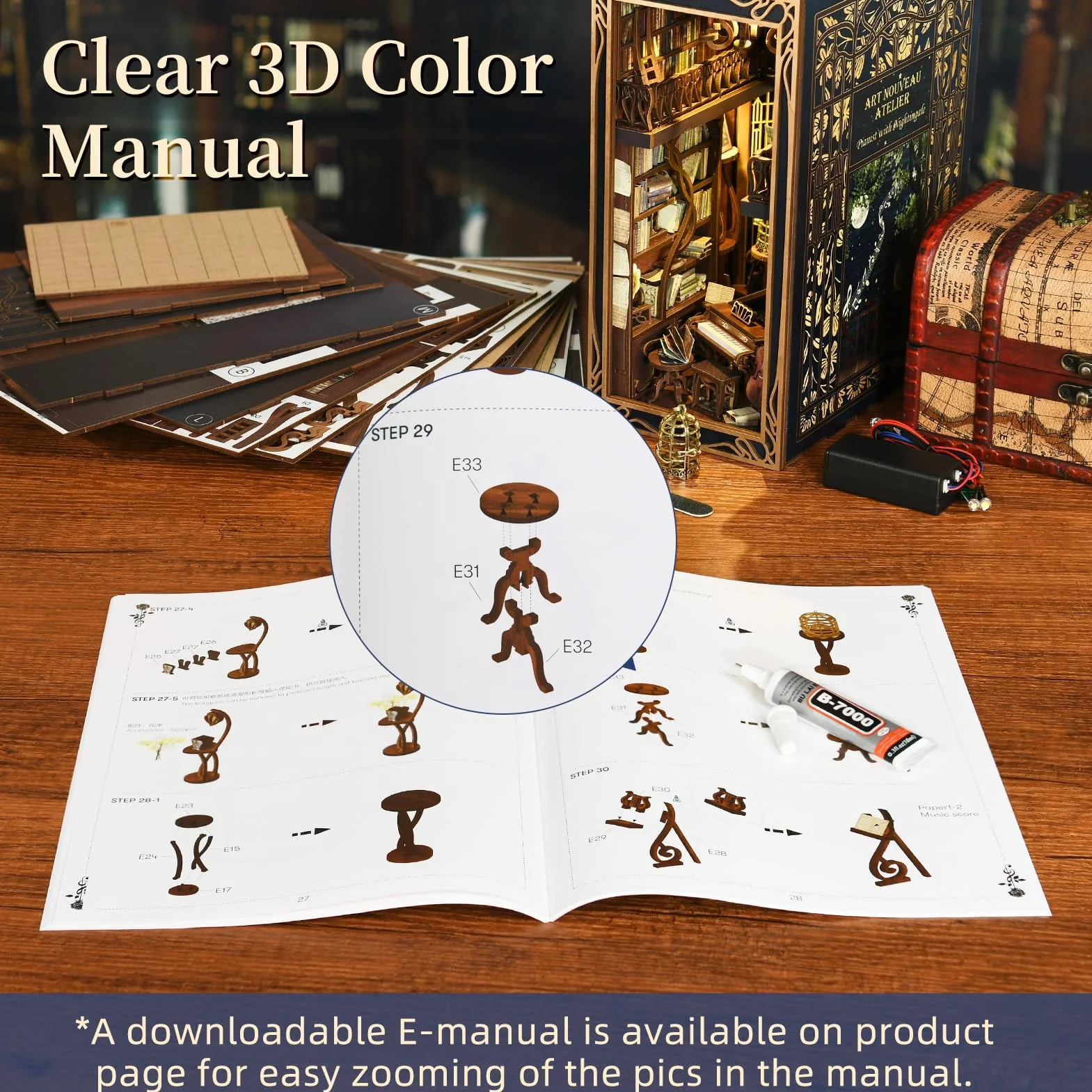 MiniCity DIY Book Nook Kit, Miniaturowy Domek dla Lalek Booknook Kit, Drewniane Puzzle 3D Podpórka do Książek Wkładka do Regału Dekoracja dla Młodzieży i Dorosłych (Pianista z Nightingale)