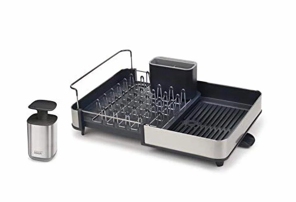 Joseph Joseph Rethink Your Sink 2-Częściowy Zestaw do Organizacji Zlewu z Wysuwanym Stojakiem na Ociekacz i Higieniczną Pompką do Mydła