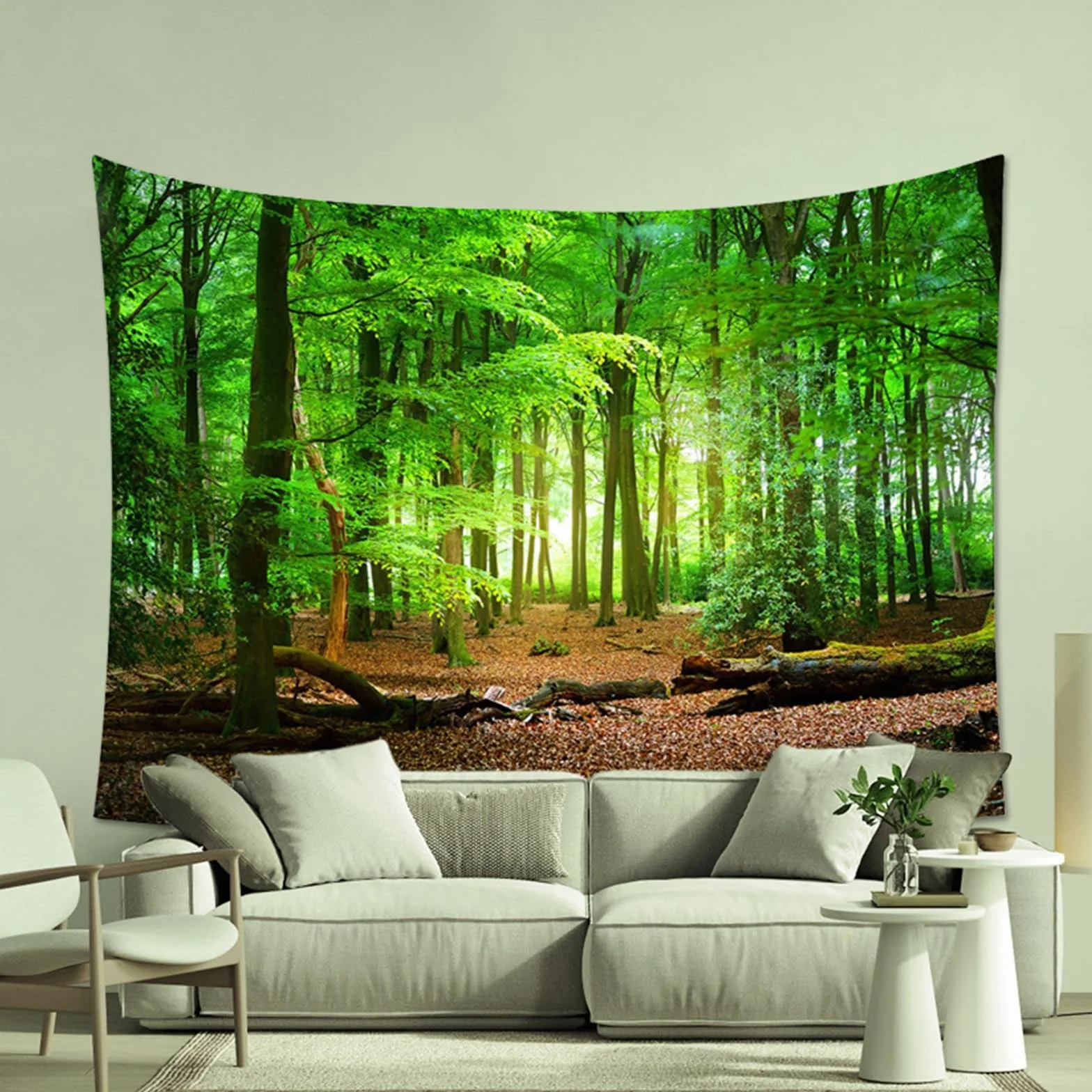 Lieson Dywan ścienny 240 x 220 cm gobelin dekoracja ścienna las natura zielony brązowy