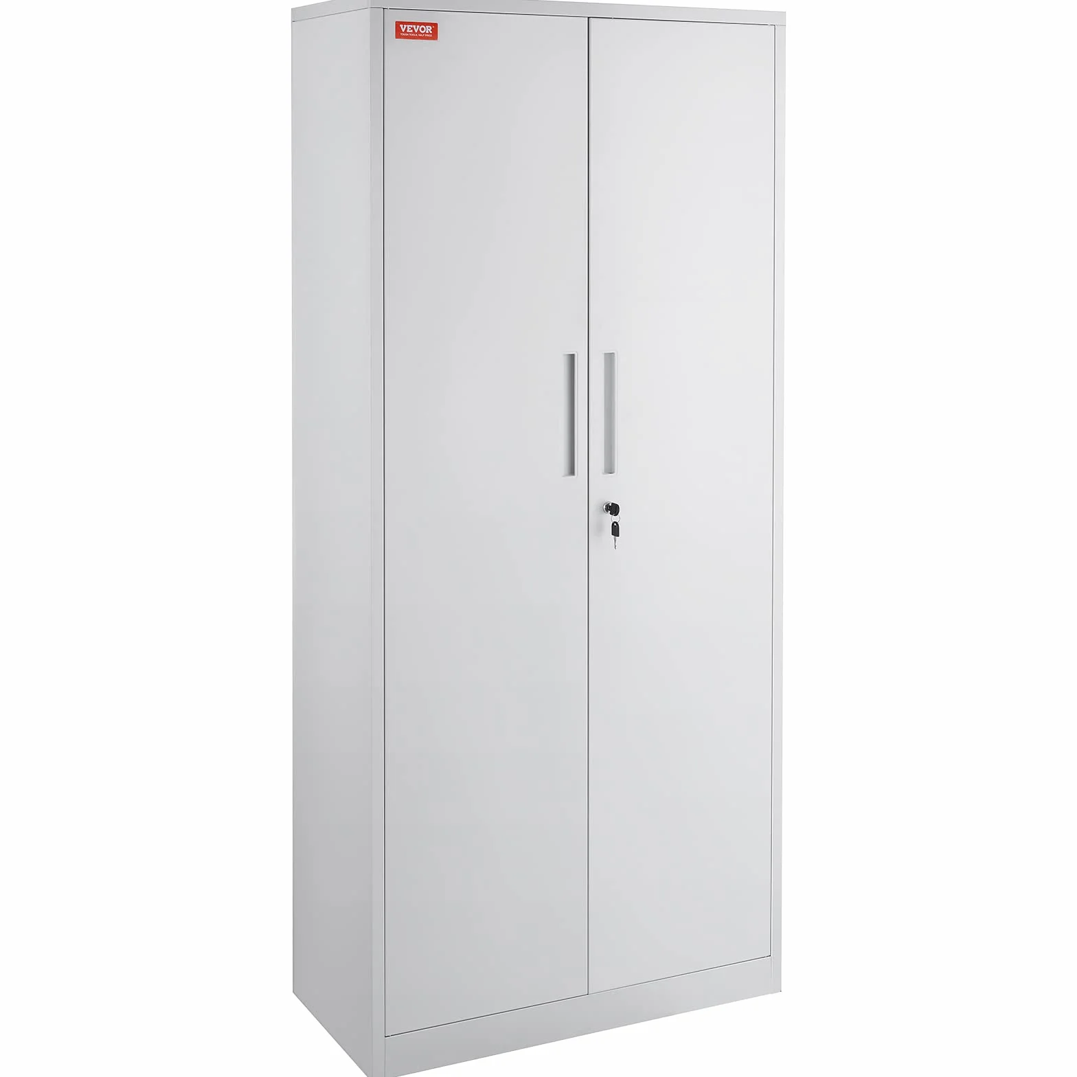 VEVOR Metalowa Szafka Do Przechowywania 180 cm, Stalowa z 2 Magnetycznymi Drzwiami i 4 Regulowanymi Półkami, Pojemność 90 kg na Półkę, 3 Klucze, Do Biura