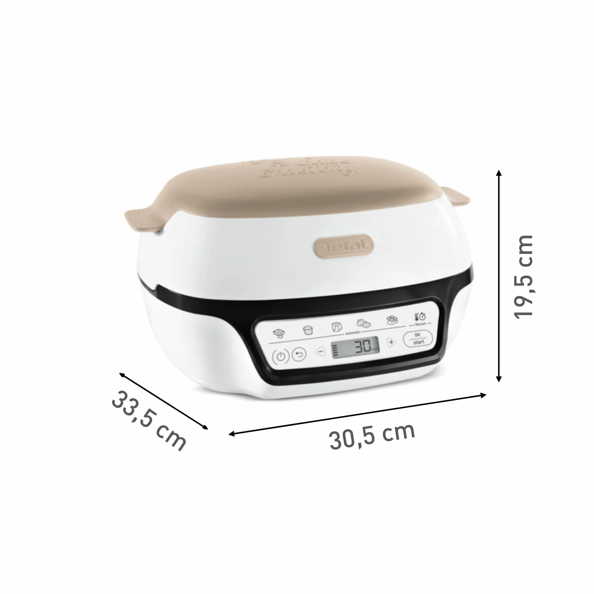 Tefal Inteligentna maszyna do ciasta, 5 automatycznych programów, idealna regulacja temperatury i czasu, nieprzywierająca forma aluminiowa, 6 foremek do muffinek Creabake, Cake Factory KD804910