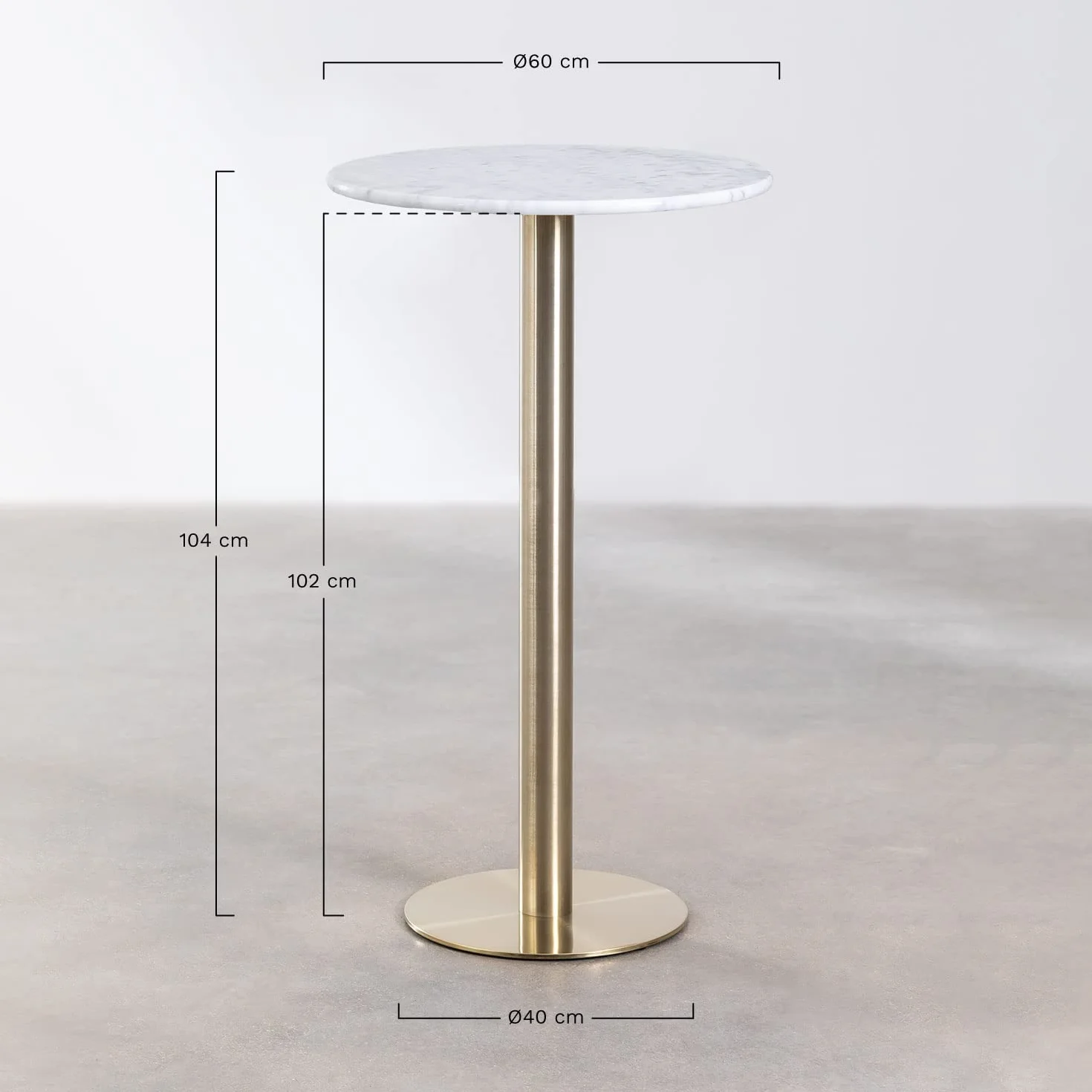 SKLUM Okrągły wysoki stół barowy z marmuru (Ø60 cm) Cosmopolitan