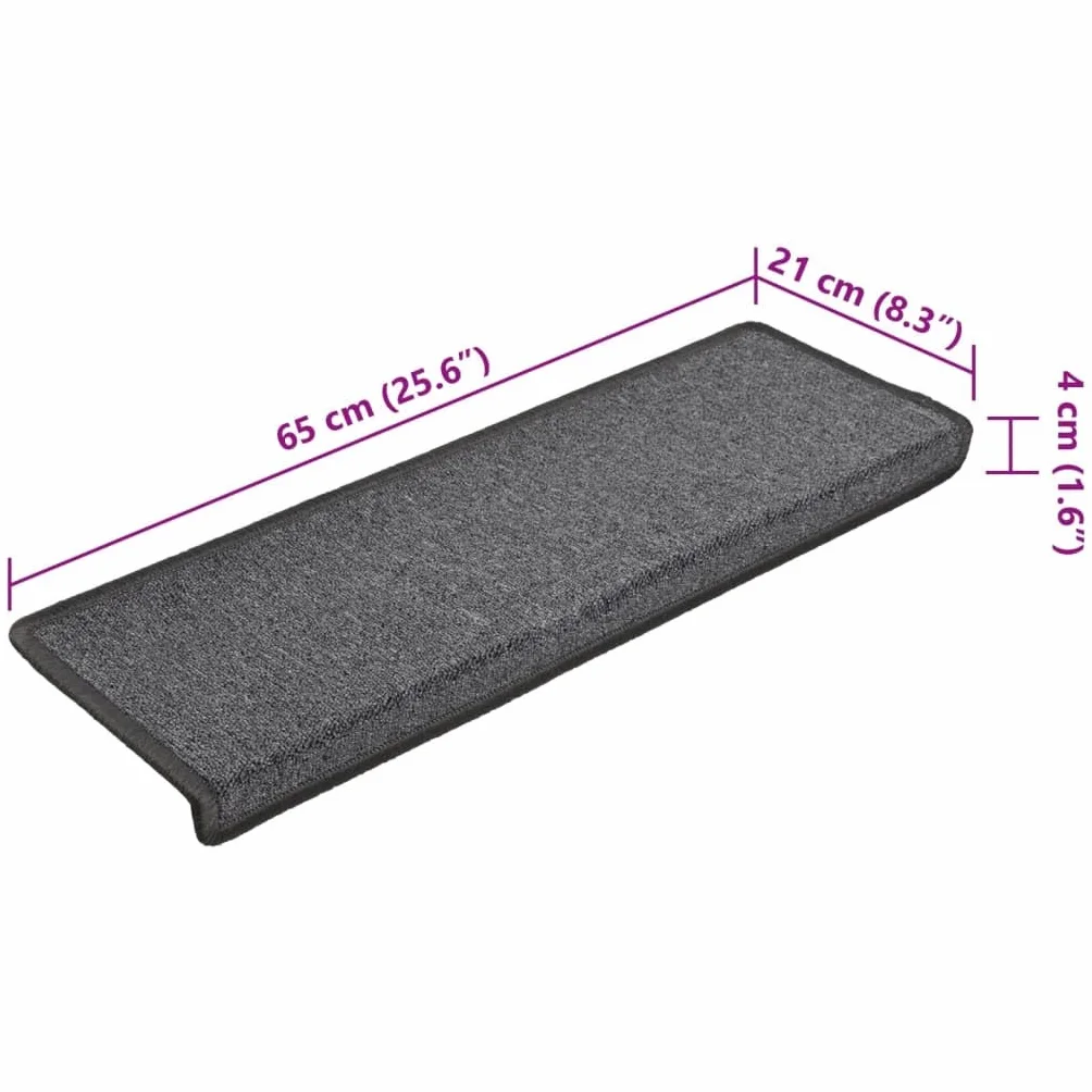 vidaXL Nakładki na schody 15 szt. 65x21x4 cm ciemnoszare