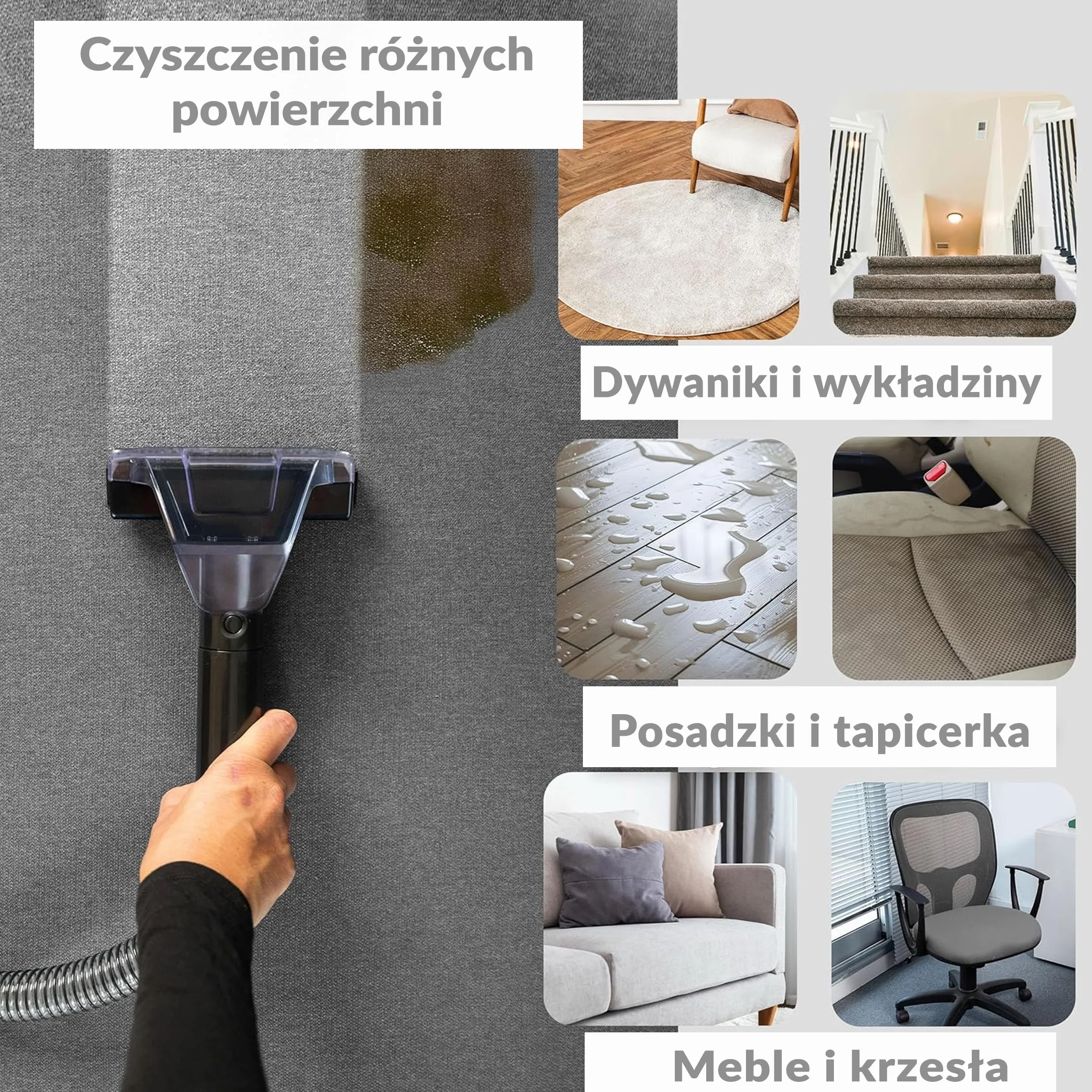 LEHMANN EasyWash Clean – odkurzacz piorący do prania tapicerki, 750 W, czyszczenie mokro i sucho, system 2 zbiorników, idealny do sof i foteli i dywanów