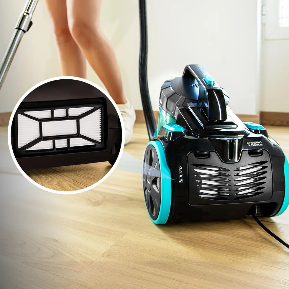 Cecotec Conga Rockstar Cyclonic XL bezworkowy odkurzacz do sań 890 W, zbiornik o dużej pojemności 2,5 l, filtr o wysokiej wydajności, regulowana metalowa rura teleskopowa oraz akcesoria meblowe i