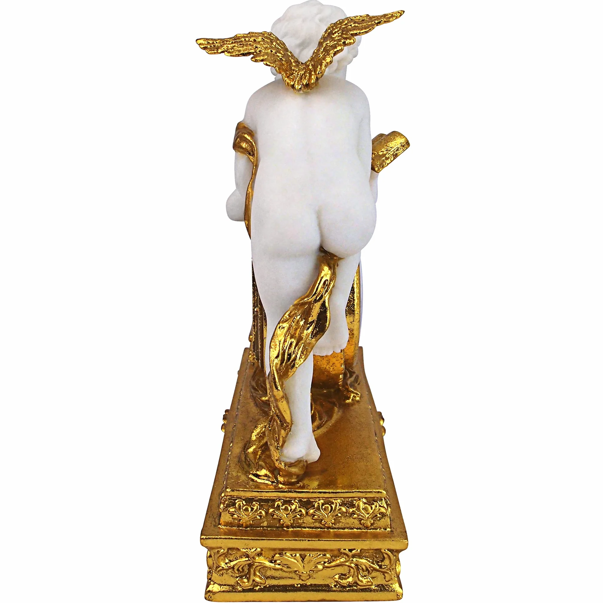 Design Toscano KY72570 Chateau Carbonne Cherub zegar kominkowy, 26,5 cm, żywica poliestrowa, złoto i kość słoniowa