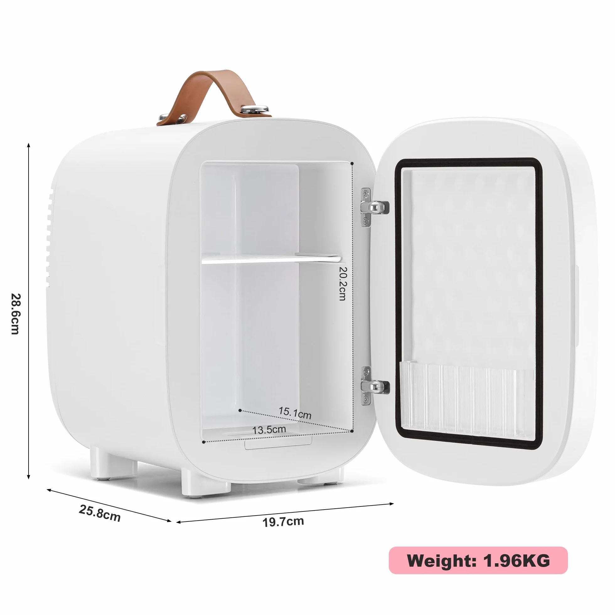 Enventor Mini Lodówka 4L, Lodówka na Kosmetyki z Lustrem z Regulowanym Oświetleniem LED, AC+12V DC, Chłodziarka i Podgrzewacz do Sypialni, Domu, Samochodu/Pielęgnacji Skóry i Jedzenia, Biała