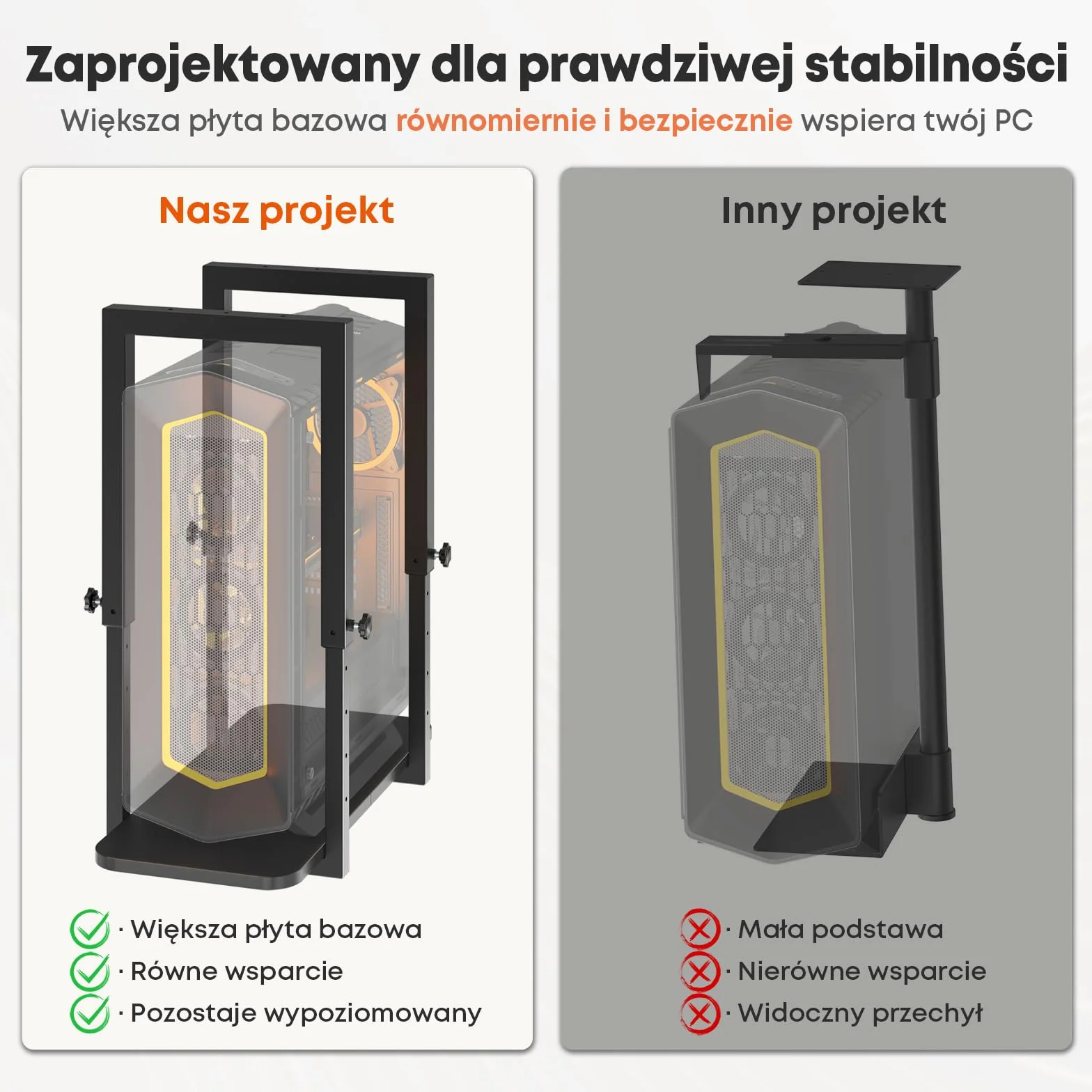 Solidny uchwyt PC pod biurko, regulowana wysokość – Uchwyt na obudowę PC, oszczędność miejsca, maksymalna waga 30 kg, Czarny
