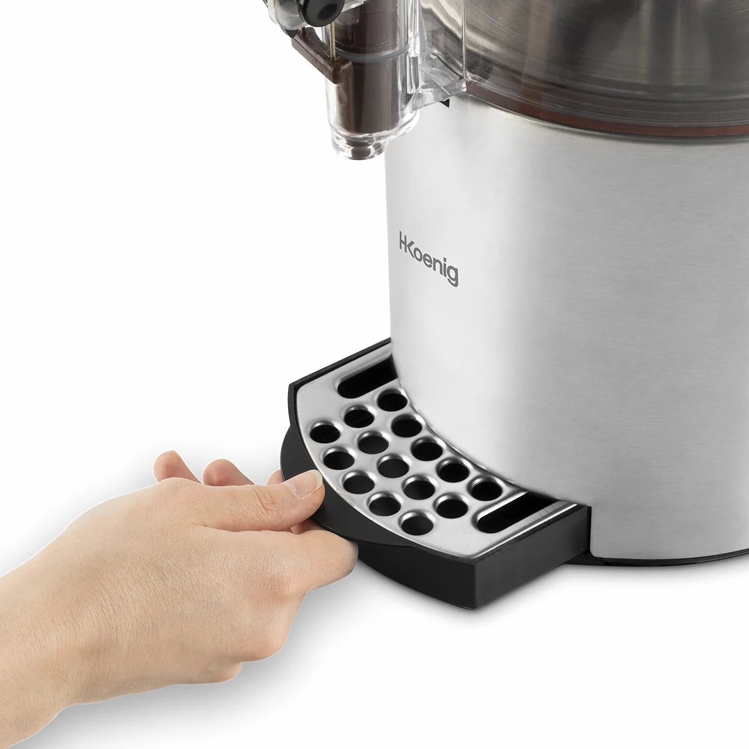 H.Koenig Gorąca czekolada ze stali nierdzewnej SHK800, 1200 W, wyjmowany pojemnik 3 l, regulowany przycisk termiczny, utrzymywanie ciepła, system zapobiegający kapaniu, nadaje się do mycia w zmywarce