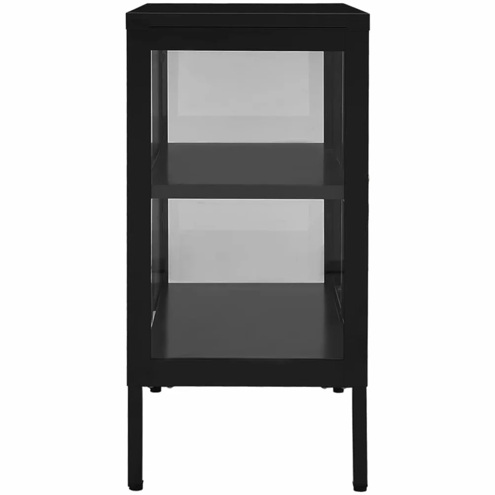 vidaXL Szafka boczna, czarna, 70x35x70 cm, stal i szkło