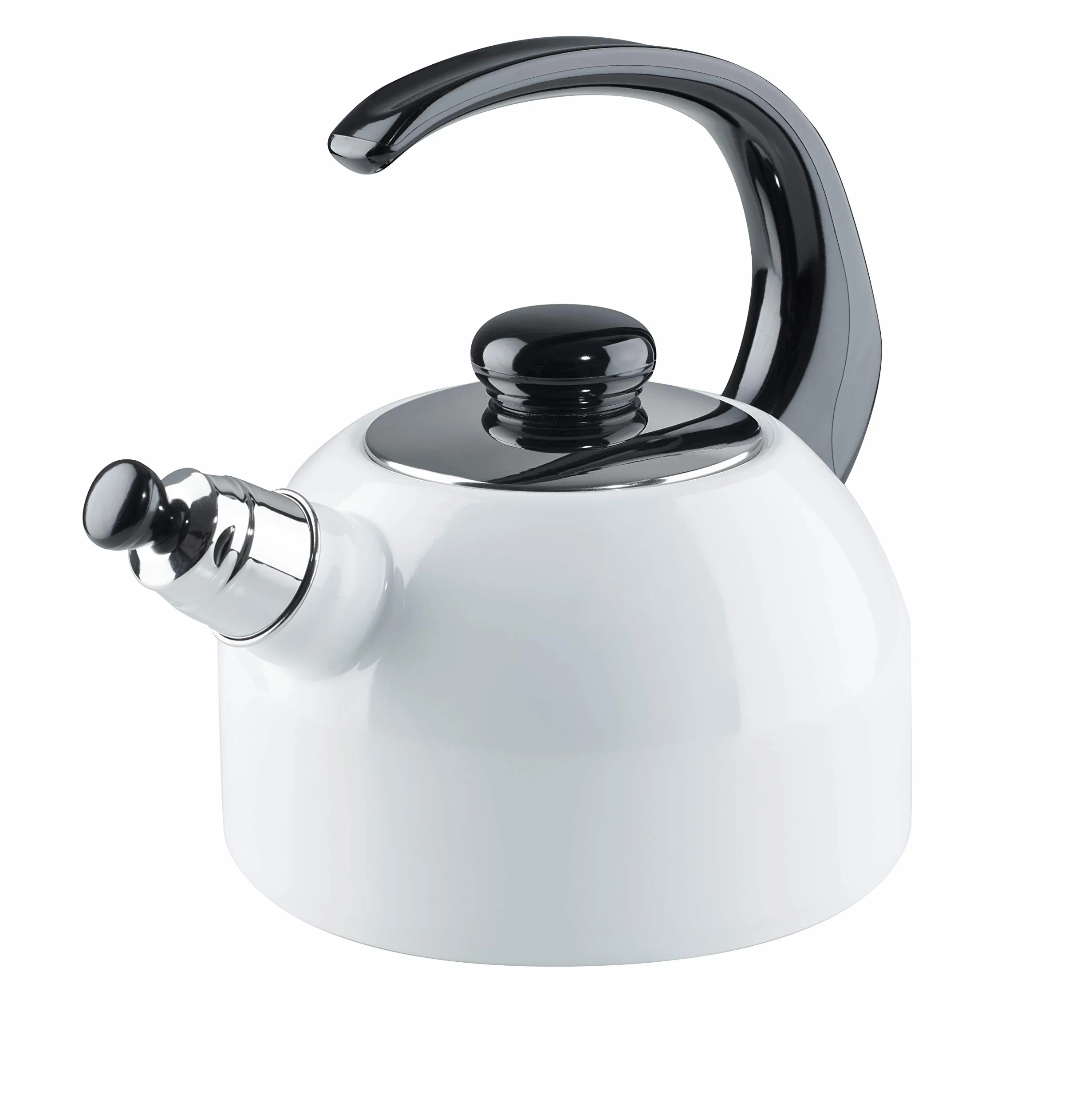 Riess, 0543-033, czajnik z gwizdkiem Plus, klasyczny biały, pojemność 2 litry, średnica 18,4 cm, 3-krotnie emaliowany, biały, czajnik na wodę, indukcja