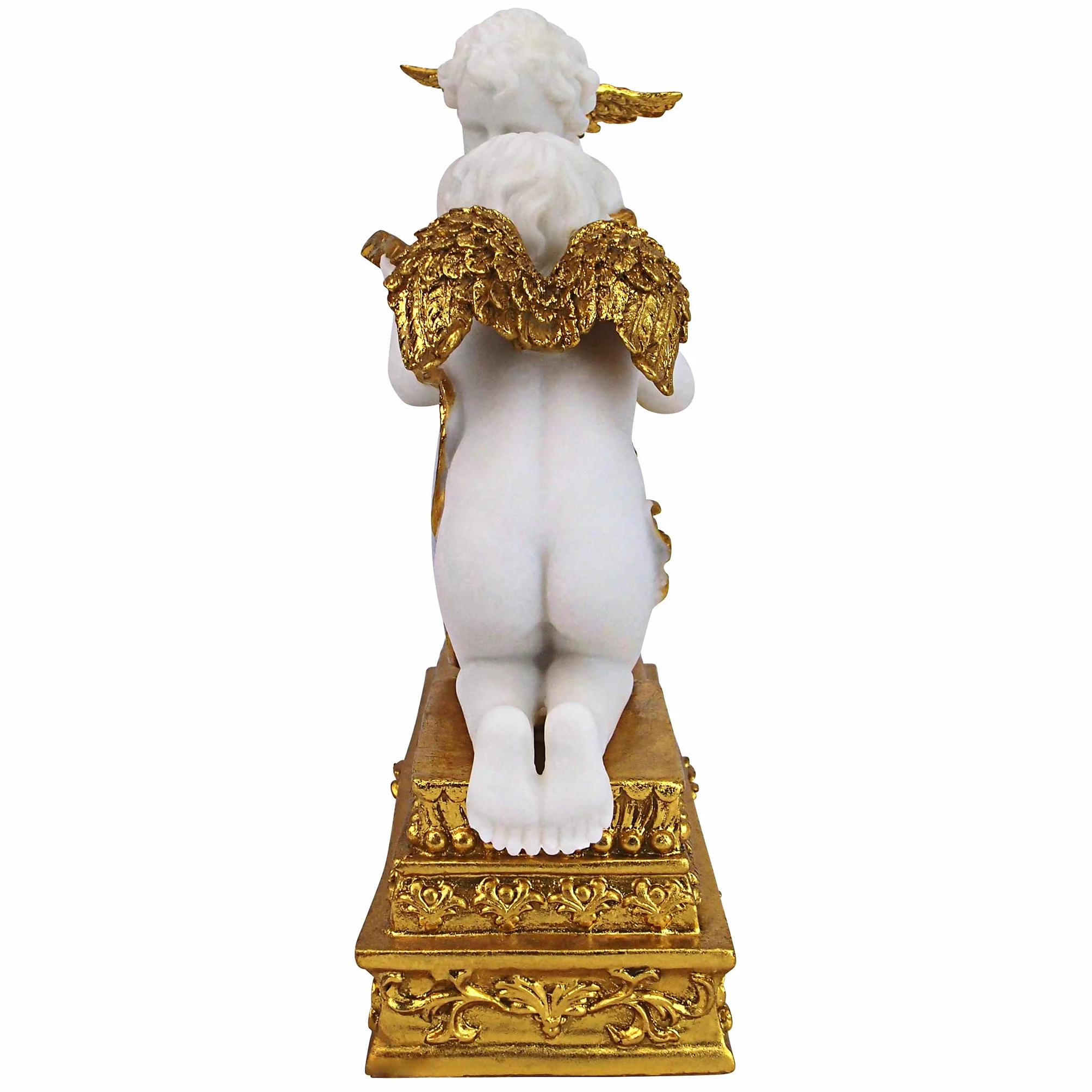 Design Toscano KY72570 Chateau Carbonne Cherub zegar kominkowy, 26,5 cm, żywica poliestrowa, złoto i kość słoniowa