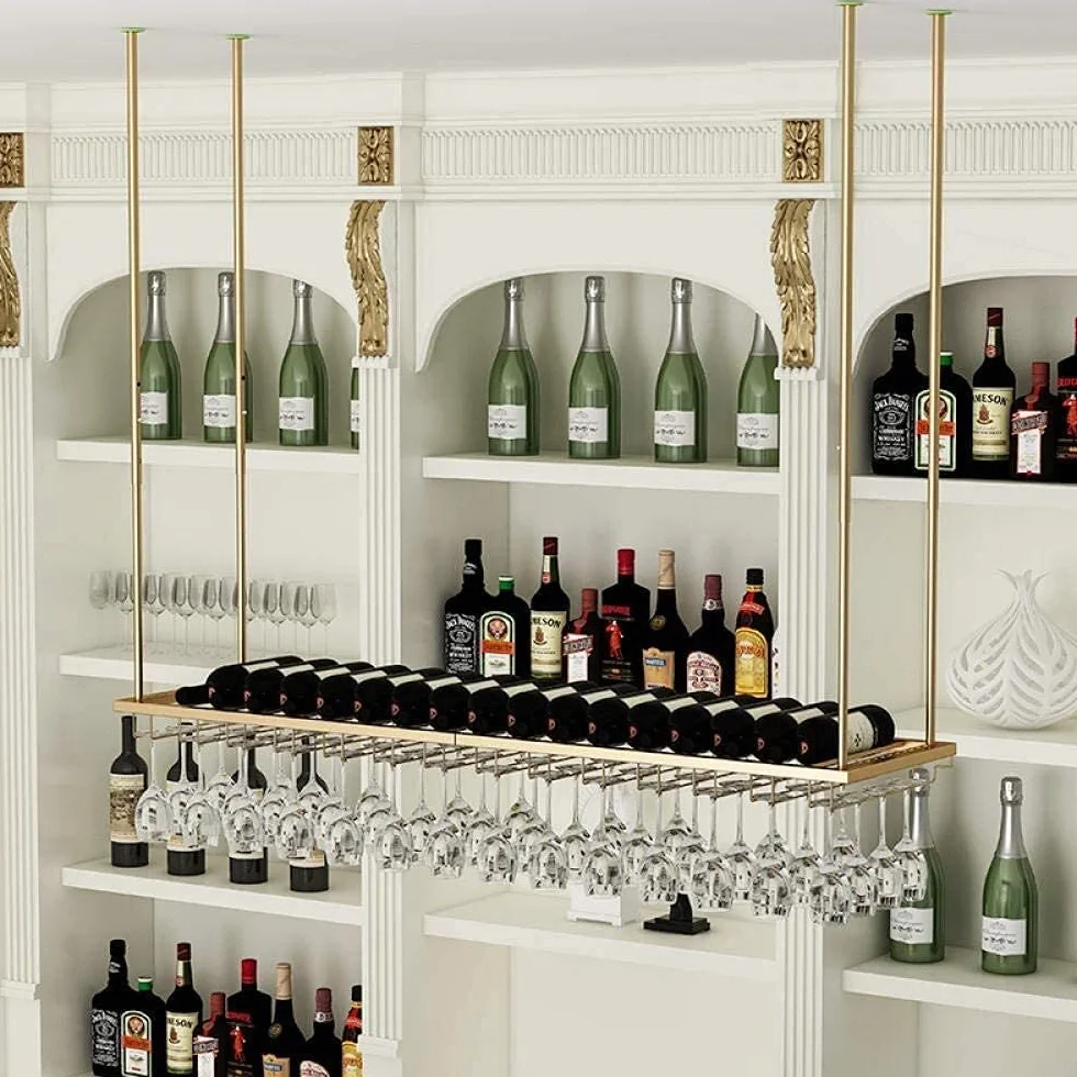 Wiszący stojak na wino z półką na kieliszki w stylu europejskim, żelazny wieszak na kieliszki do wina, wiszący uchwyt na kieliszki do wina, wiszący uchwyt na kieliszki do wina, odw