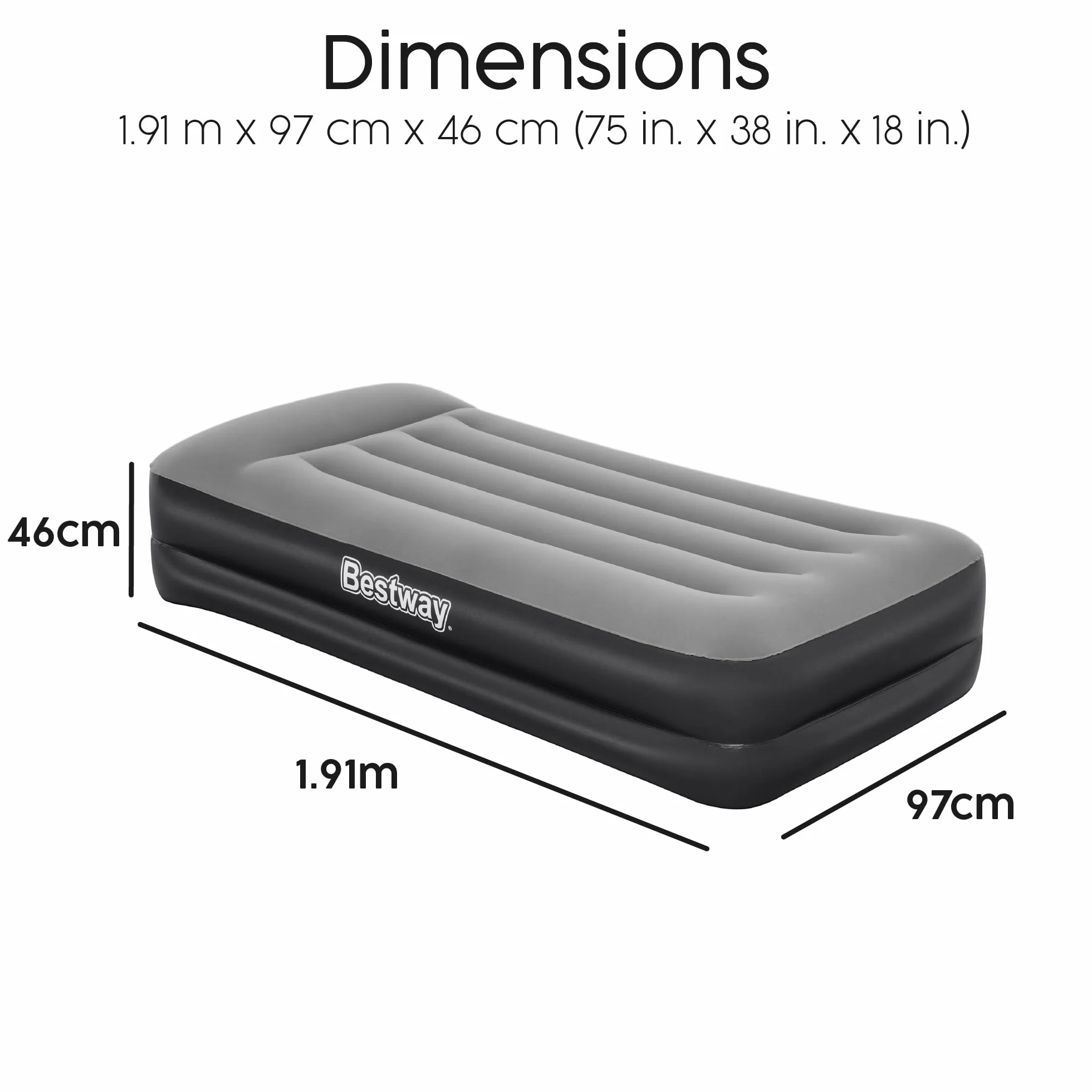 Bestway 67401-5 Pojedynczy materac 191 x 97 x 46 cm z wbudowaną pompką